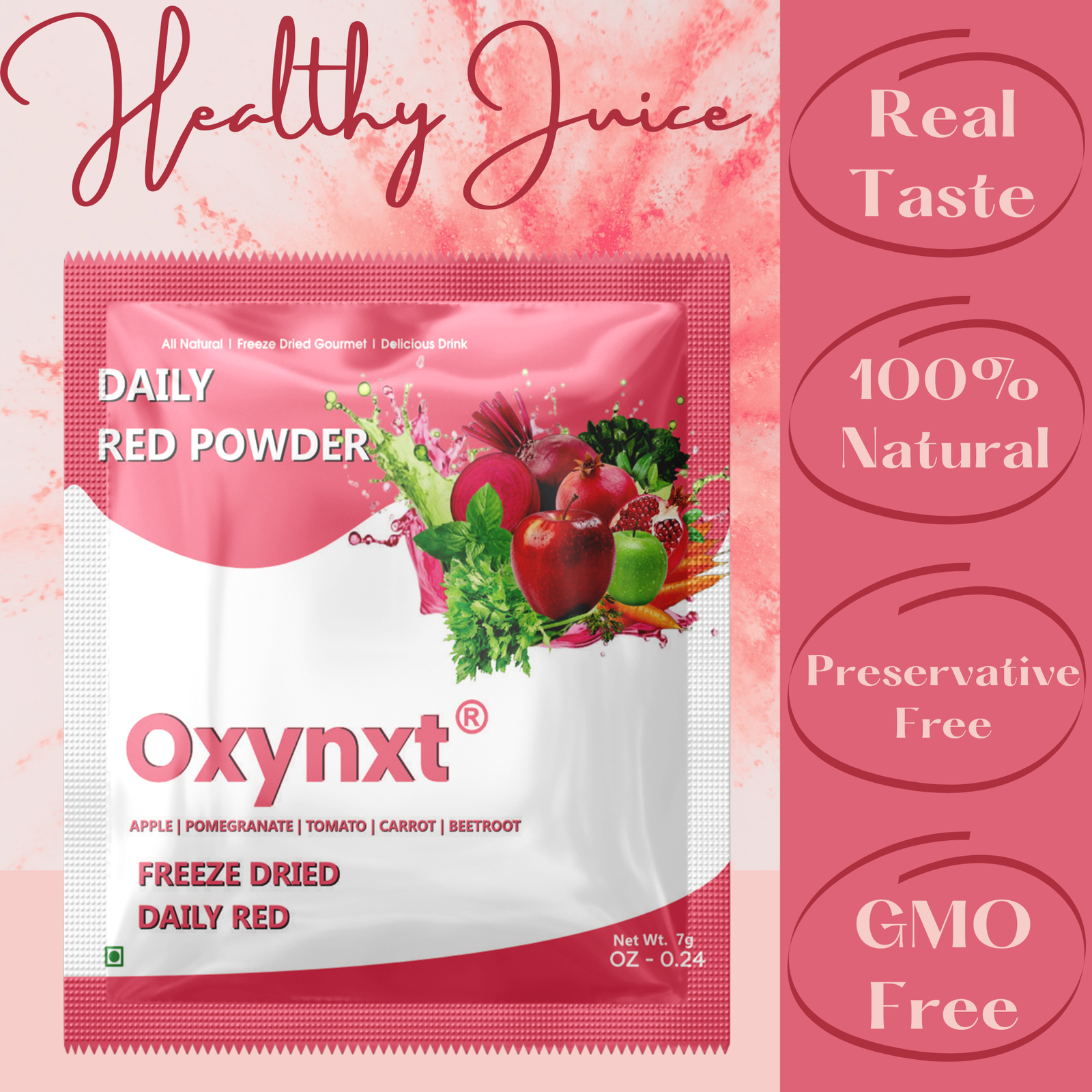 Oxynxt Freeze-Dried Daily Red Powder – 10 Count (50g) | Natural, Non-GMO, Gluten-Free, Vegan | Supports Energy, Endurance & Health | Ready-to-Mix Superfood Blend with Apple, Pomegranate, Tomato, Carrot & Beetroot - Image 3